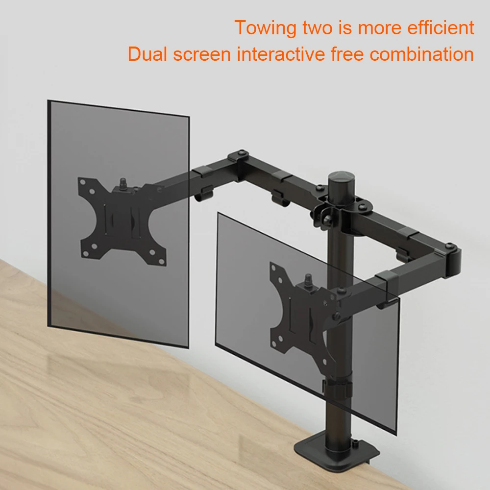 Supporto per Monitor a 2 Vie, Montaggio Doppio da Tavolo, Braccio Girevole per Monitor 15-32 ", Supporto VESA per Schermo