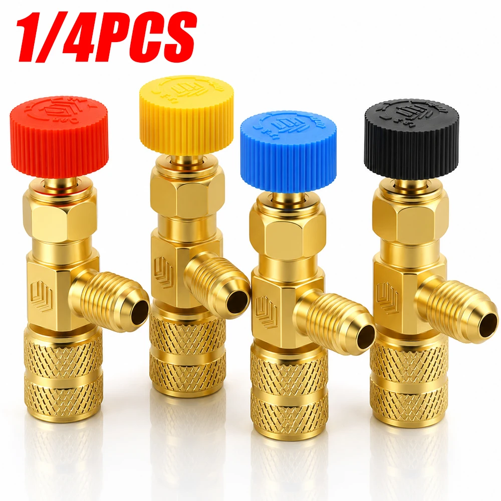 1/4 Pezzi Valvola di Sicurezza per Refrigerante Aria Condizionata R410A R22 1/4" Adattatore di Sicurezza per Ricarica Refrigerante Strumento Manuale