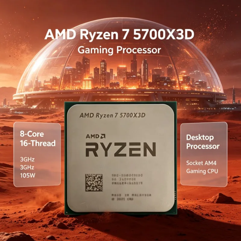 Processore AMD Ryzen R7 5700X3D AM4 8-Core 16-Thread 3.0GHz fino a 4.1GHz 105W DDR4 CPU Desktop