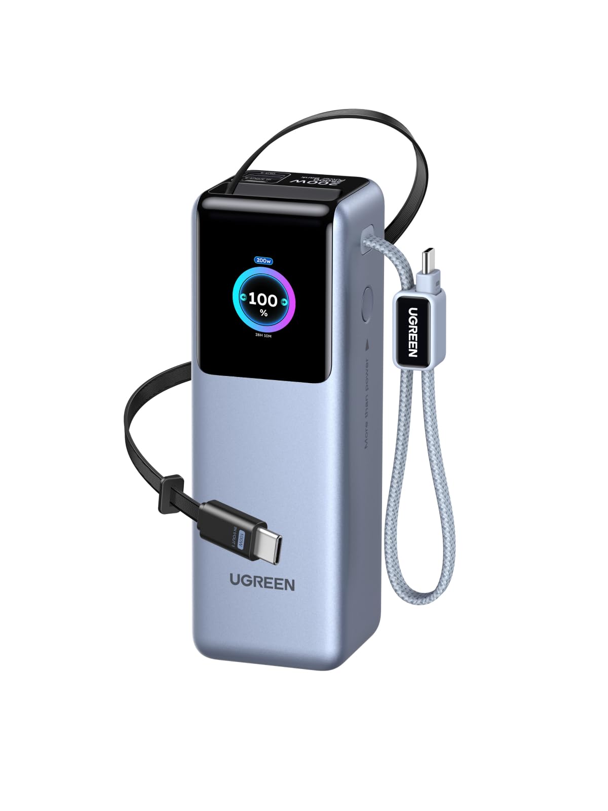 UGREEN Nexode Pro 200W Power Bank 25000mAh Caricatore Portatile USB C 100W | Ricarica Rapida, 4 IN 1, 2 Cavi Type C, 2 Porte 1C1A, Display TFT, Compatibile con iPhone 17 16 Galaxy…