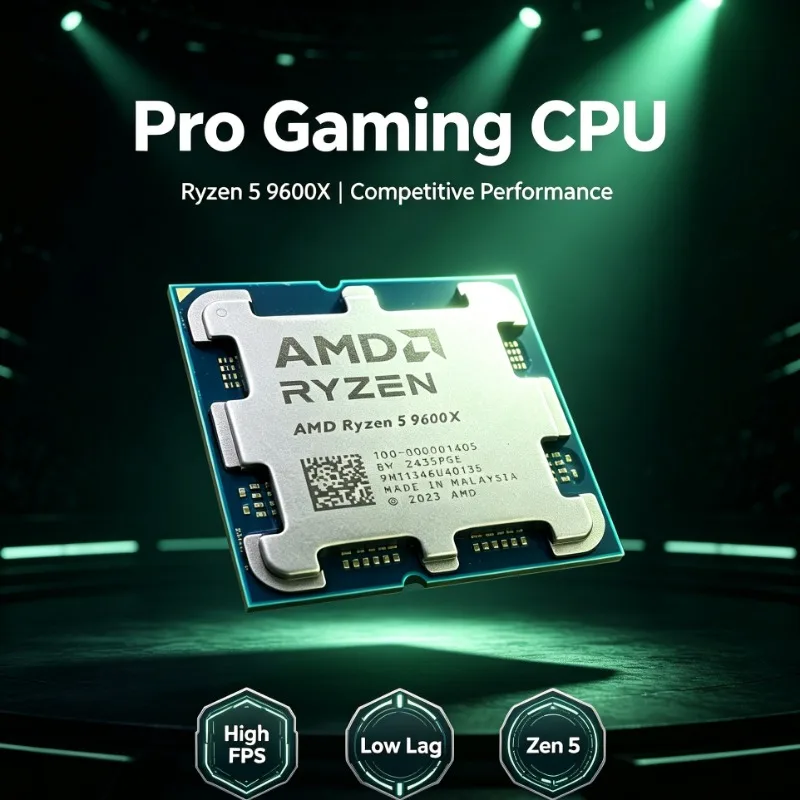 Processore desktop Ryzen 5 9600X AM5 6 core 12 thread 5,4 GHz 65 W 4 NM 32 MB di cache L3 DDR5 senza dissipatore
