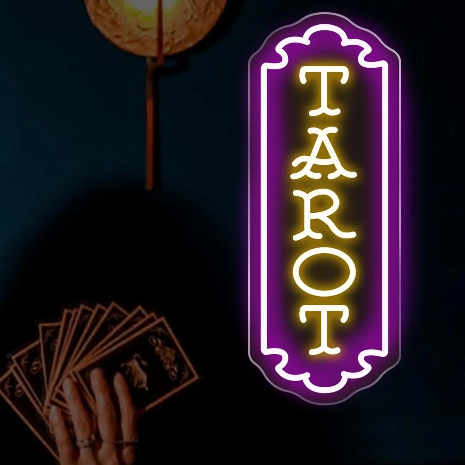 Insegna al Neon Tarocchi, Luce LED Mistaica Alimentata USB per Spazi Spirituali, Sale Giochi, Camere da Letto, Decorazione, Regalo di Compleanno, Lampada da Parete Artistica