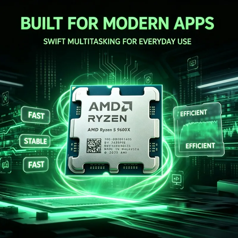 Ryzen5 9600X per giochi e produttività Desktop 6 core 12 thread 5,4 GHz 32 MB L3 65 W 4 NM AM5 DDR5 senza dissipatore