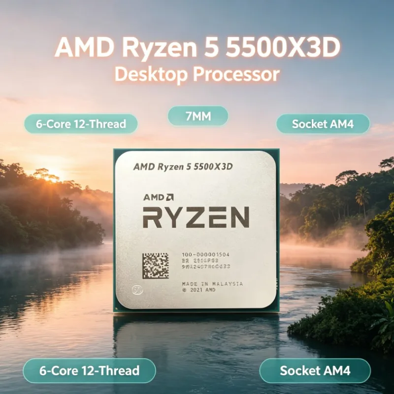 AMD Ryzen 5 5500X3D CPU da Gaming 3.0GHz Base Fino a 4.0GHz Boost 7nm 6 Core 12 Thread 105W Processore Desktop