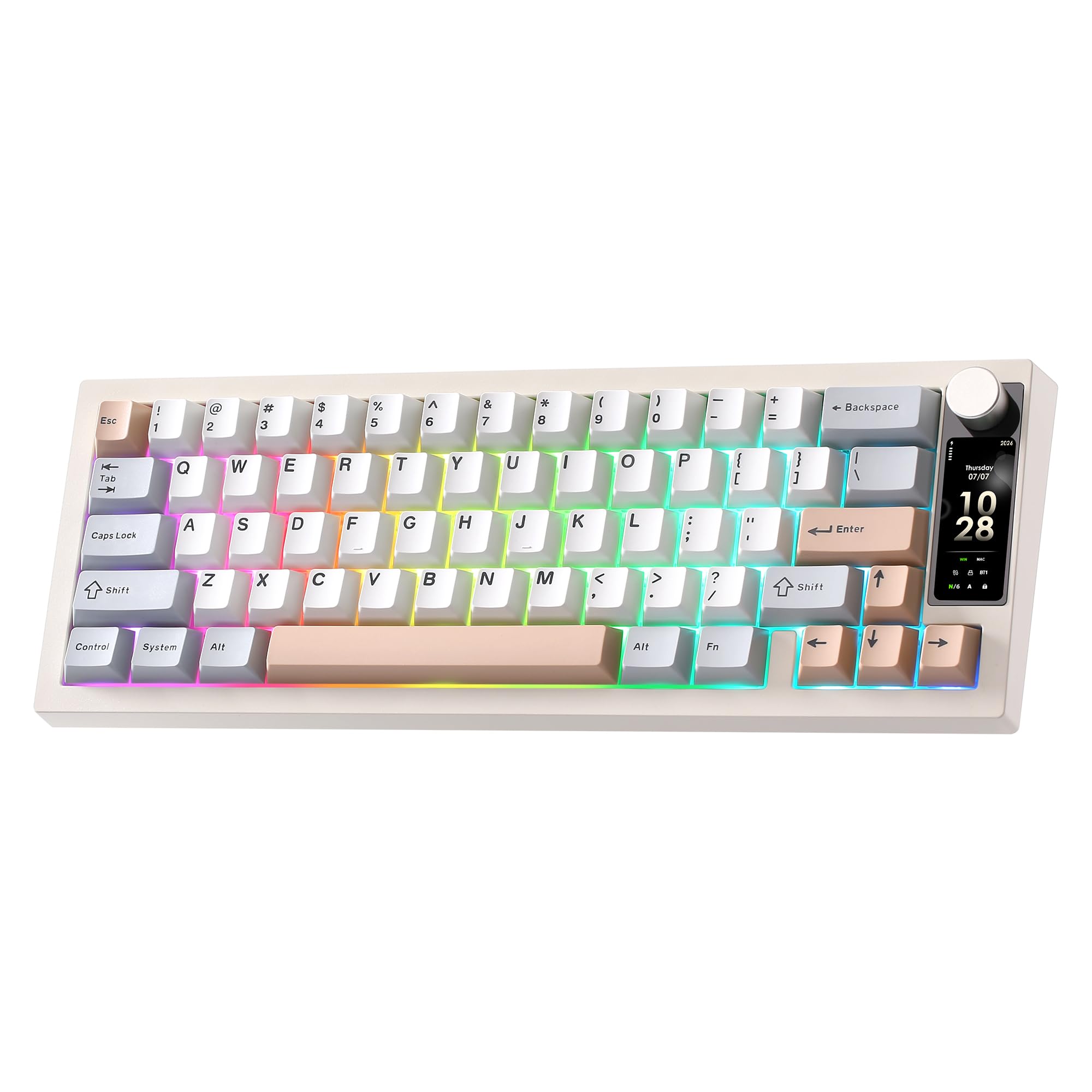 YUNZII IF68 Tastiera Meccanica Gaming Wireless QMK/VIA 65% Layout | 65% Layout, Tastiera Wireless con Schermo TFT e Manopola, Bluetooth/2.4G/USB-C, Hot Swap, PBT, RGB US QWERTY Ke…