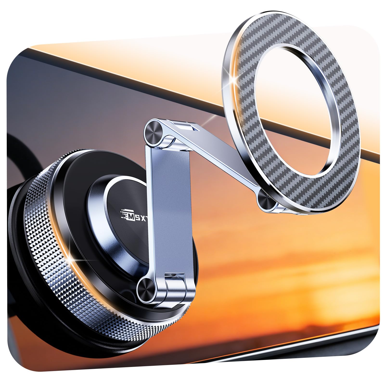 MSXTTLY Supporto Magnetico Cellulare Auto, 2026 Vmag-S3 Forte Ventosa, Rotazione 360°, Compatibile con iPhone 17–12 e Android, Nero