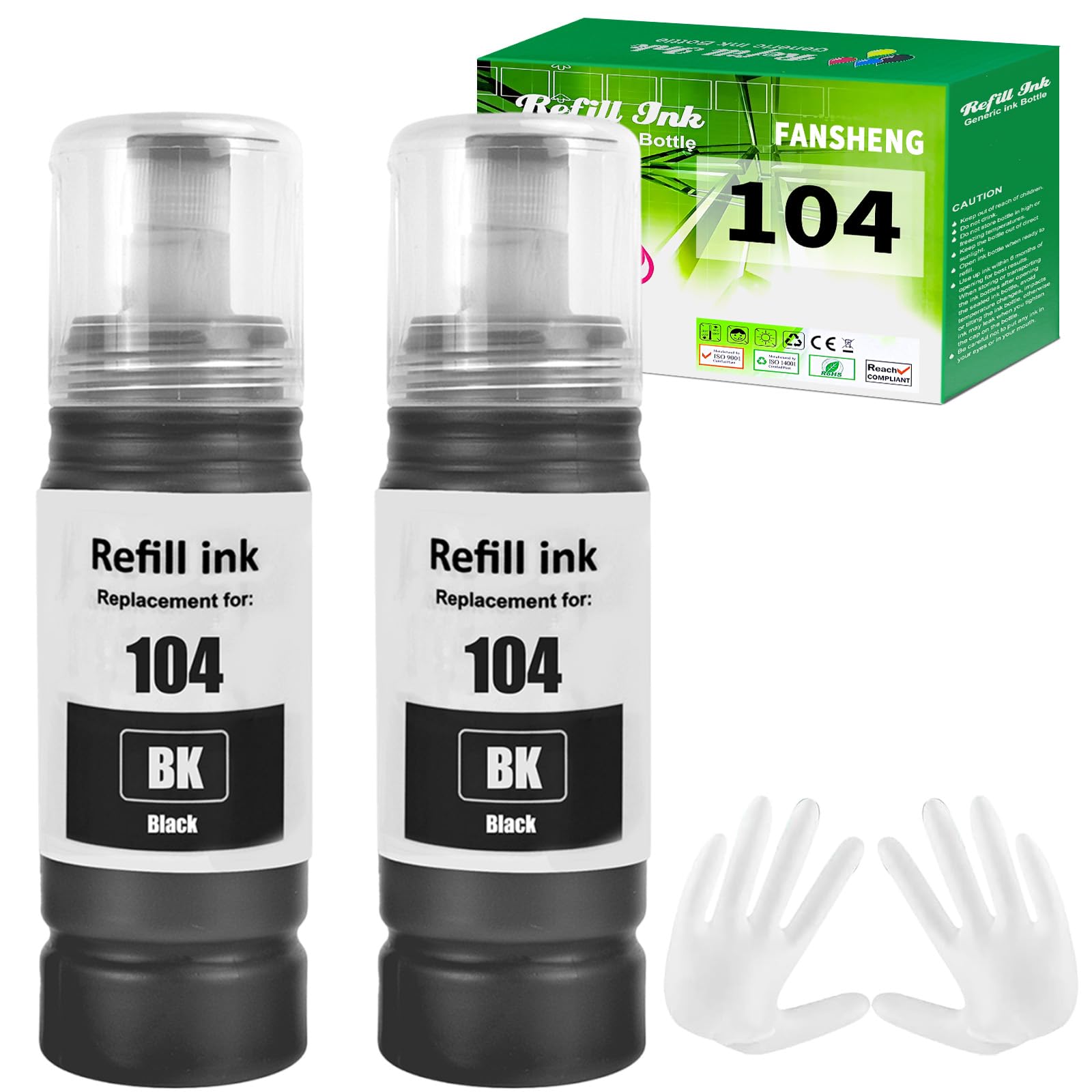 FANSHENG 104 Inchiostro compatibile con epson 104 le cartucce 104 per ET-1810 ET-2870 ET-2720 ET-2715 ET-2721 ET-2712 ET-2810 ET-2820 ET-2821 ET-2825 ET-2826 ET-4700 ET-4800 (2 x…