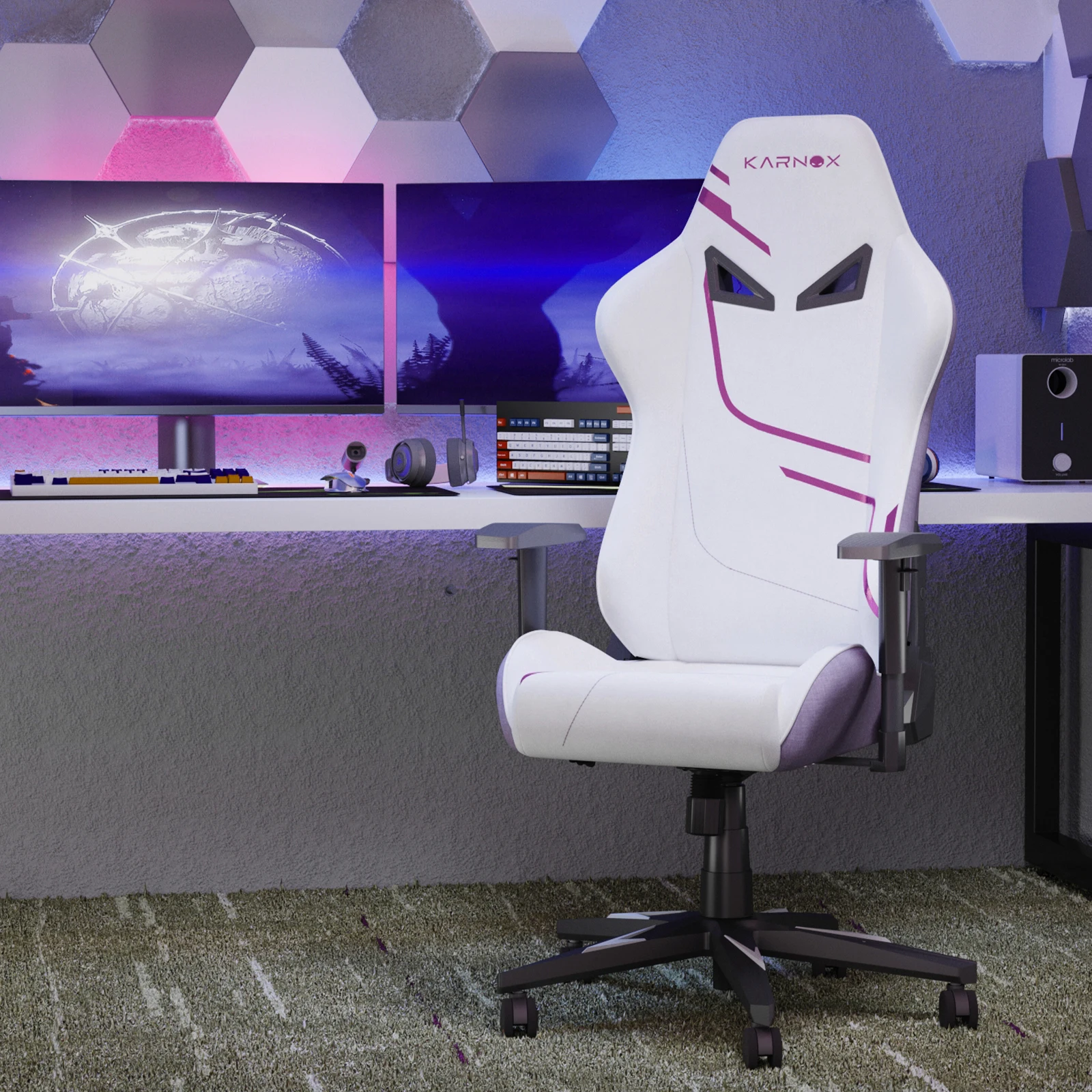 Sedia da Gaming Ergonomica con Poggiatesta e Supporto Lombare, Sedia da Ufficio Stile Racing con Schienale Alto, Sedia da Computer in Tessuto Regolabile in Altezza con Schienale R…