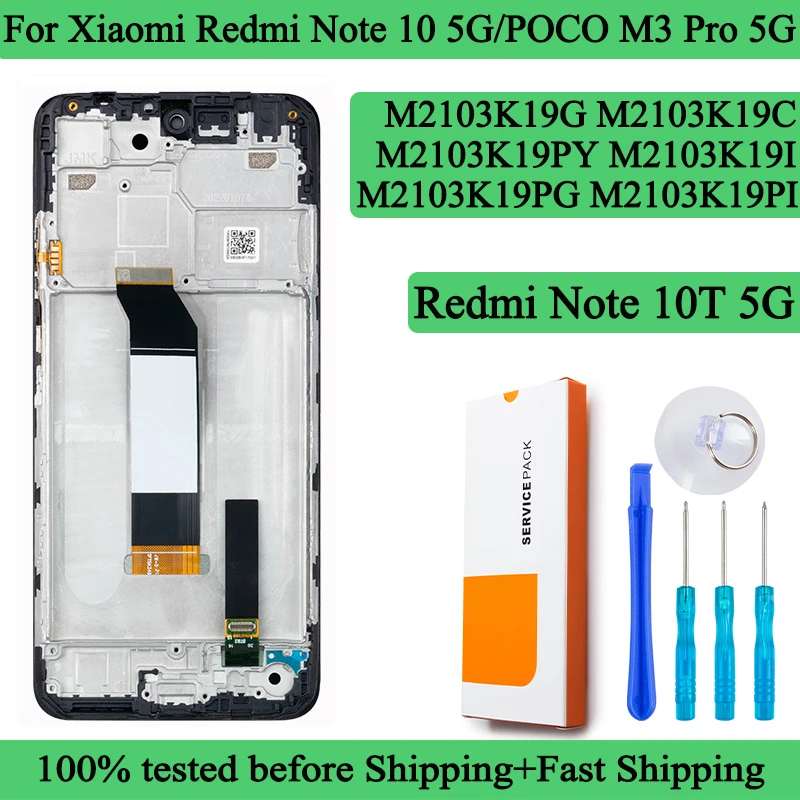 M2103K19G M2103K19PG Premium Lcd per Xiaomi Redmi Nota 10 5G Display Touch Screen Digitizer Pannello di Montaggio Per POCO M3 Pro 5G