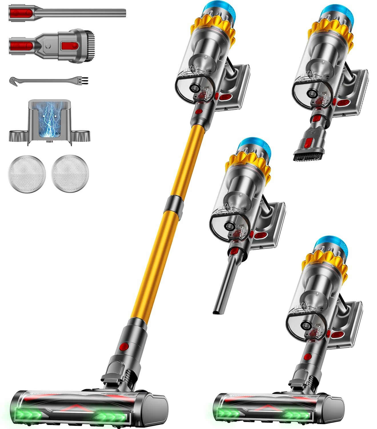 Aspirapolvere Senza Fili, 55KPA/650W/70Mins Scopa Elettrica Senza Fili, Autoportante Anti-groviglio/OLED Schermo/1,8L Cup Aspirapolvere senza fili potente, Adatto per Tappeti/Pavi…