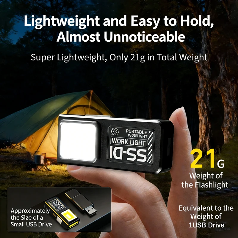 Mini Torcia LED F9 Ricaricabile USB, Torcia EDC COB, Lanterna Tascabile Impermeabile con Magnete