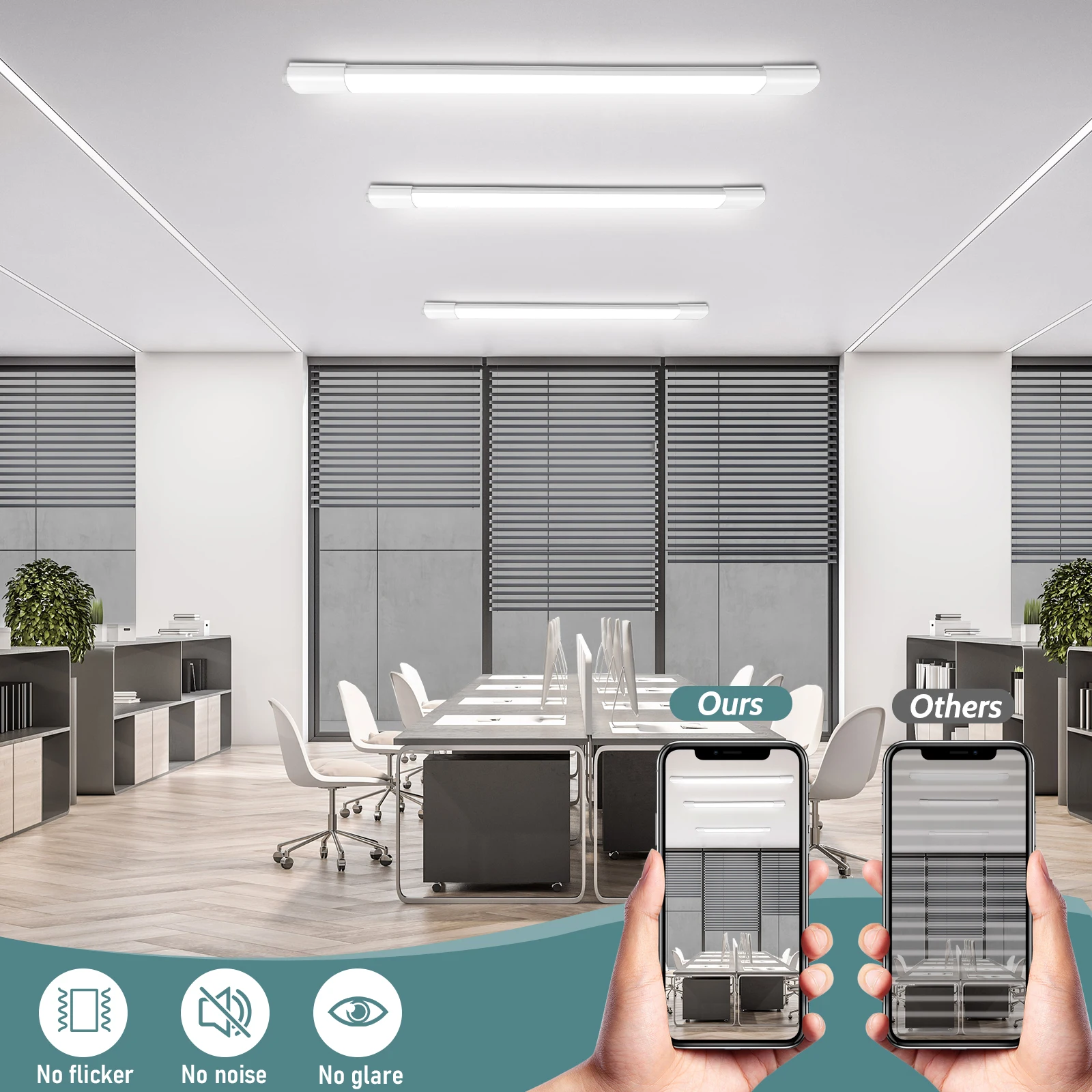 Lampada LED per Ambienti Umidi IP65 Impermeabile 30W 3300LM 87cm 4000K, Plafoniera a Tubo LED per Ufficio, Corridoio, Scale, Garage, Ripostiglio