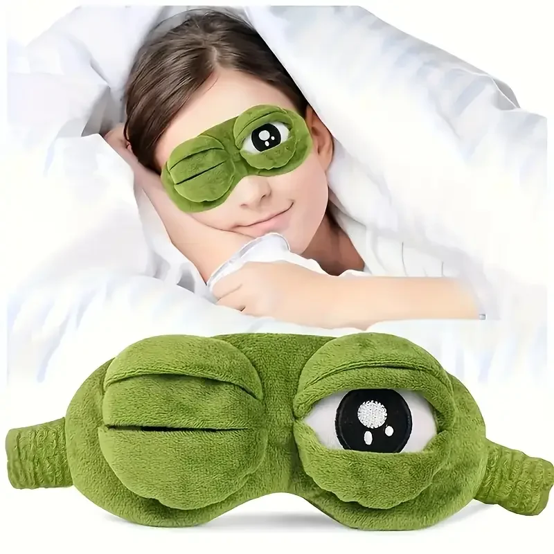 Maschera per Dormire 3D a Forma di Rana Triste, Copri-Occhi Naturale per il Sonno, Benda per Occhi Morbida e Portatile per Uomini e Donne, Ideale per Viaggi