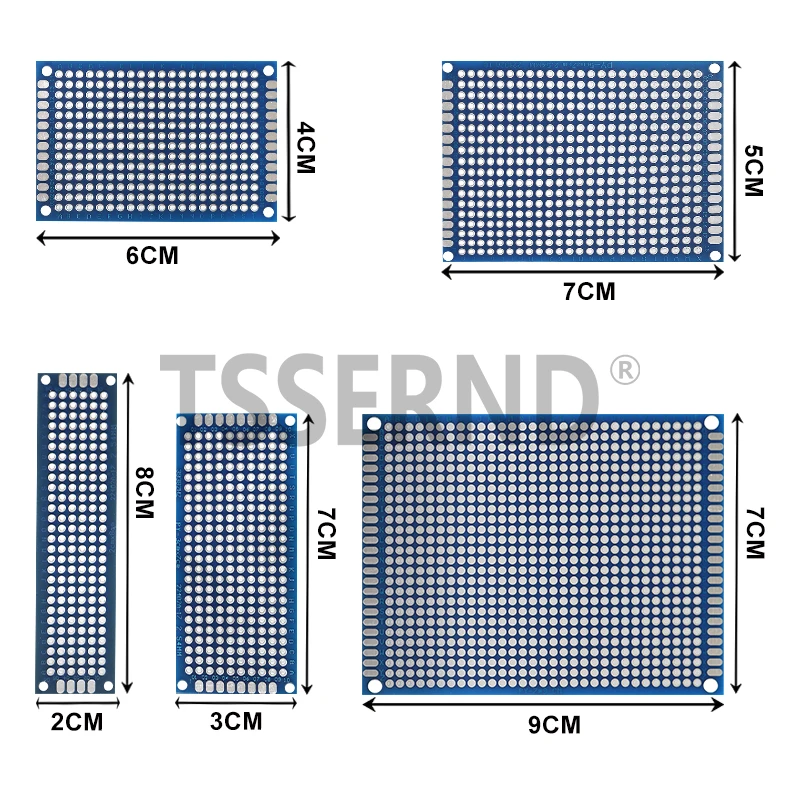 3x7cm 4x6cm 5x7cm 7x9cm Circuiti Stampati a Doppia Faccia Kit Elettronico Fai-da-Te Schede Prototipo Circuito Stampato Blu
