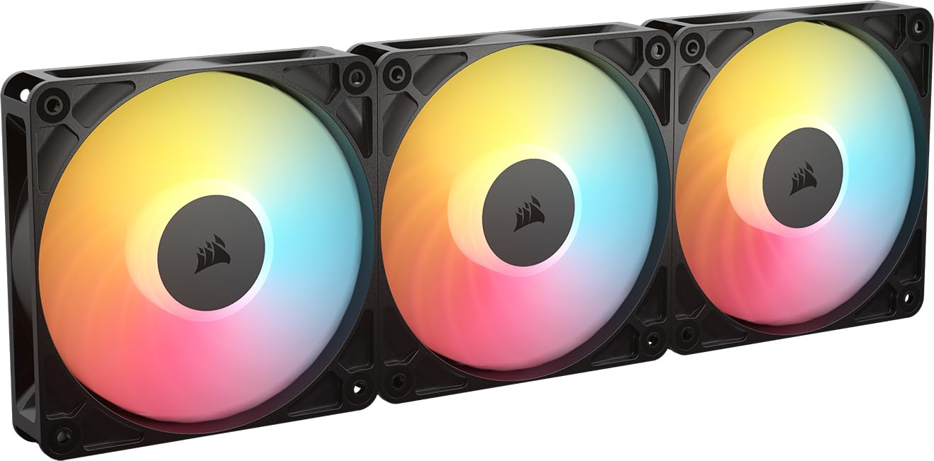 CORSAIR RS120-R Ventole ARGB PWM 120mm Inverse Flow – 3 Pezzi – 8 LED RGB, Connessioni ARGB a +5V, Alta Pressione Statica, Daisy-Chain, Cuscinetto Magnetico, Modalità Zero RPM – N…