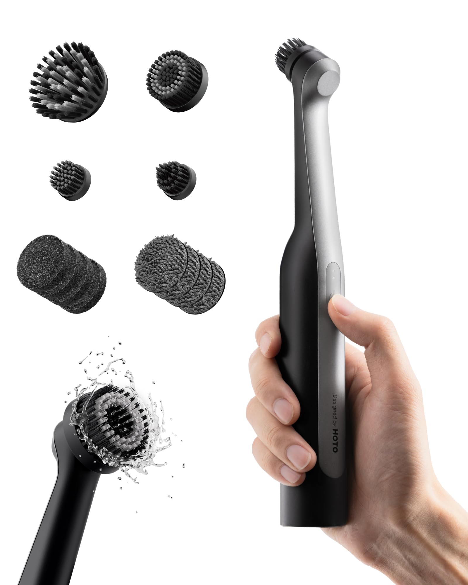 HOTO Wand™ Spazzola Elettrica Rotante per Pulizia Casa, 12 Testine | IPX7 Impermeabile, Spazzola Rotante per Fughe, Fessure, Angoli, Doccia, Cucina e Bagno