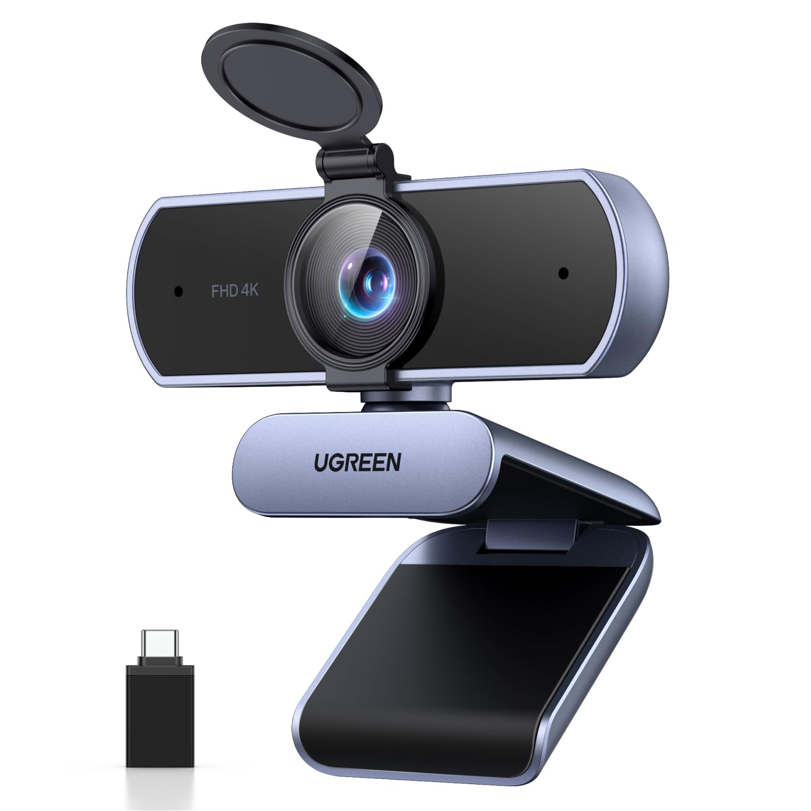 UGREEN FineCam Lite 4K Webcam 30FPS Ultra HD Webcam USB Messa a Fuoco Auto | Con Adattatore USB C Plug and Play per Computer Windows MacOS Linux Streaming Youtube Skype Call Video…