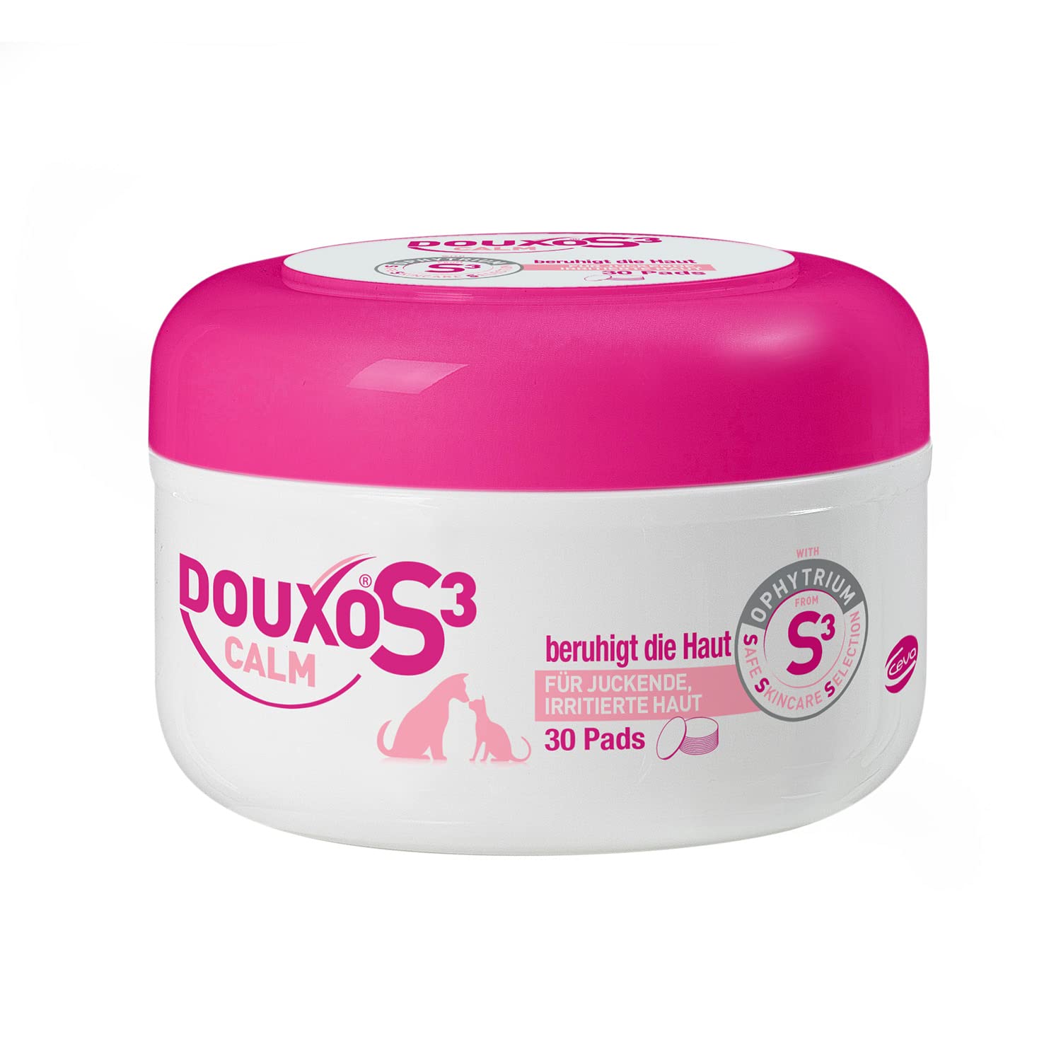 DOUXO® S3 CALM - Dischetti Pulizia Cani e Gatti - 30 dischetti - Calmante per Pelli Sensibili - Salviette Anti-prurito Idratano e Proteggono - Pads con Fragranza Ipoallergenica pe…