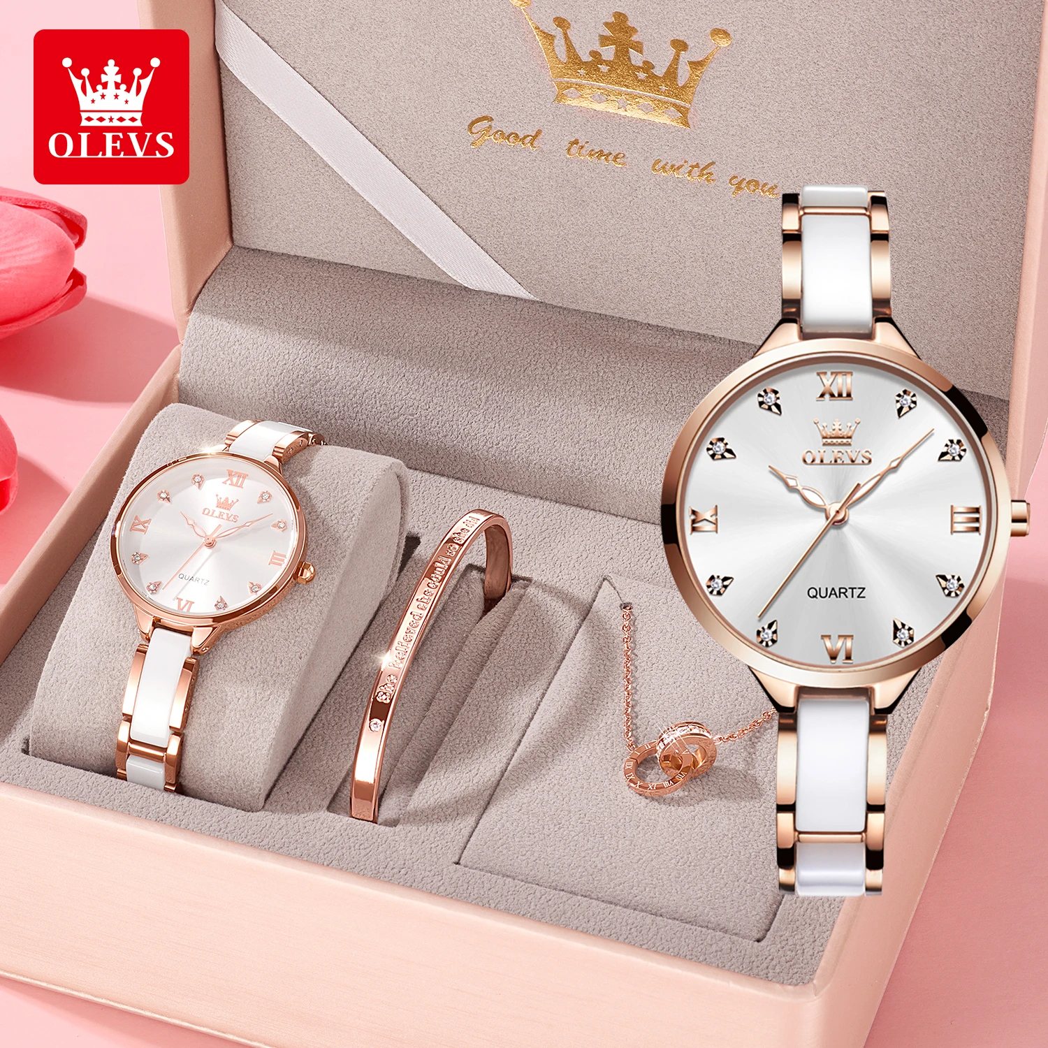 OLEVS 5872 Orologi da donna Orologio da polso al quarzo Orologi impermeabili per donna Set orologio da polso Originale elegante moda casual Reloj