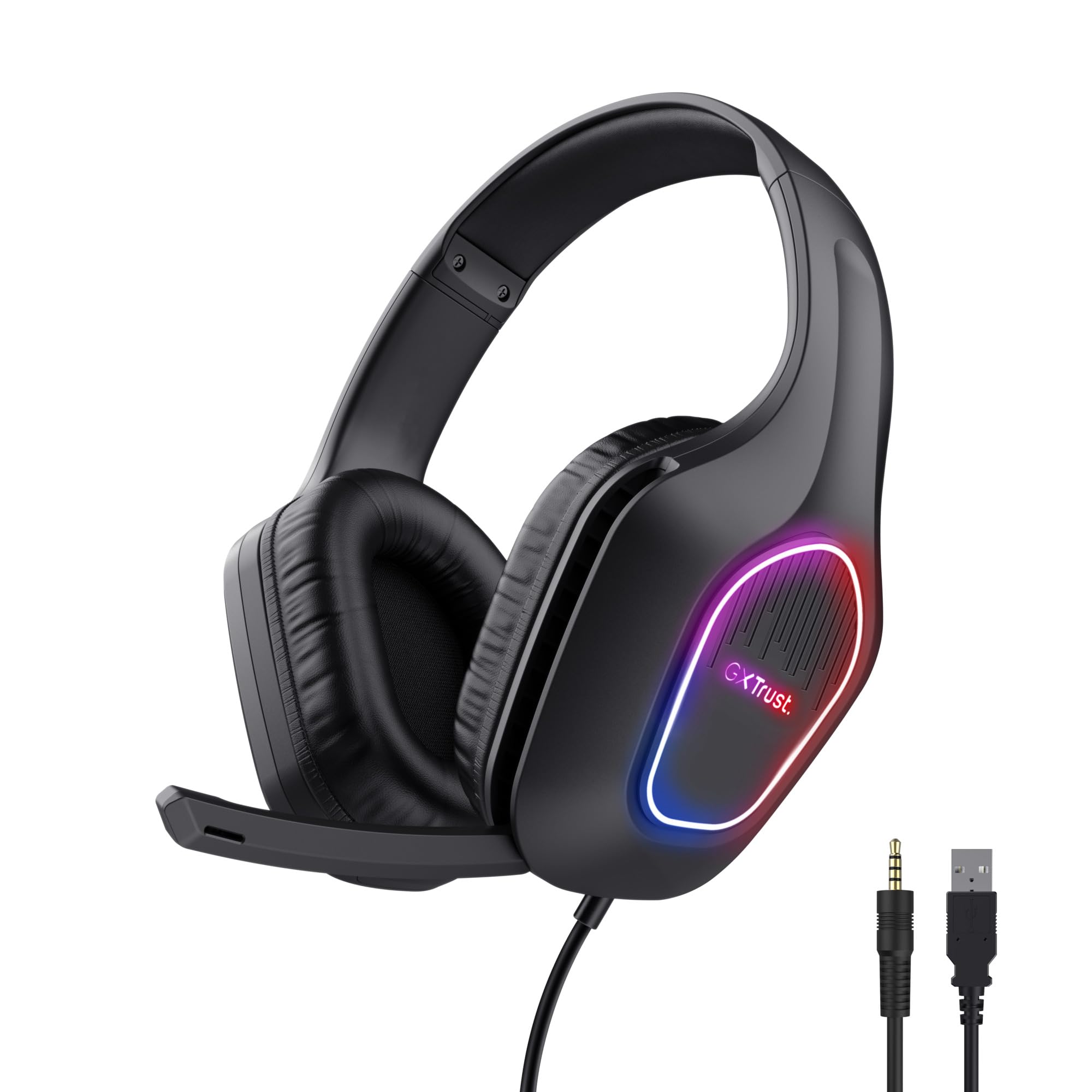 GXTrust Rayne Cuffie Gaming Leggere Illuminazione LED Alimentata via USB | per PC / Console / Computer Portatile, Driver da 50 mm, Jack Audio 3.5 mm, Over-Ear, con Microfono