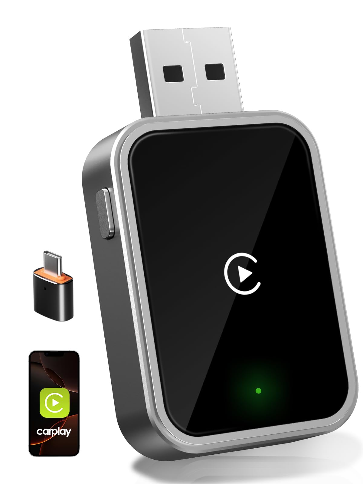 Adattatore CarPlay Wireless 2026, USB/Type-C, Connessione Rapida, iOS 12+ | Connessione wireless rapida e stabile: trasforma CarPlay cablato in wireless e riduce l’ingombro dei ca…
