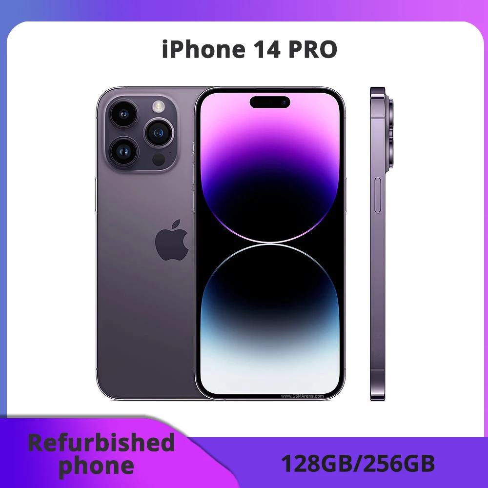 IPhone 14 Pro 128/256GB ROM, schermo OLED 6,1 ", Face ID, NFC, processore A15, smartphone sbloccato, confezione ufficiale