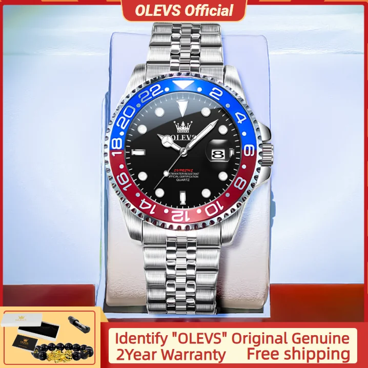 OLEVS 5657 Orologio da Uomo Originale di Marca, Elegante Orologio da Polso Impermeabile con Calendario e Fase Lunare, Orologio al Quarzo per Uomo