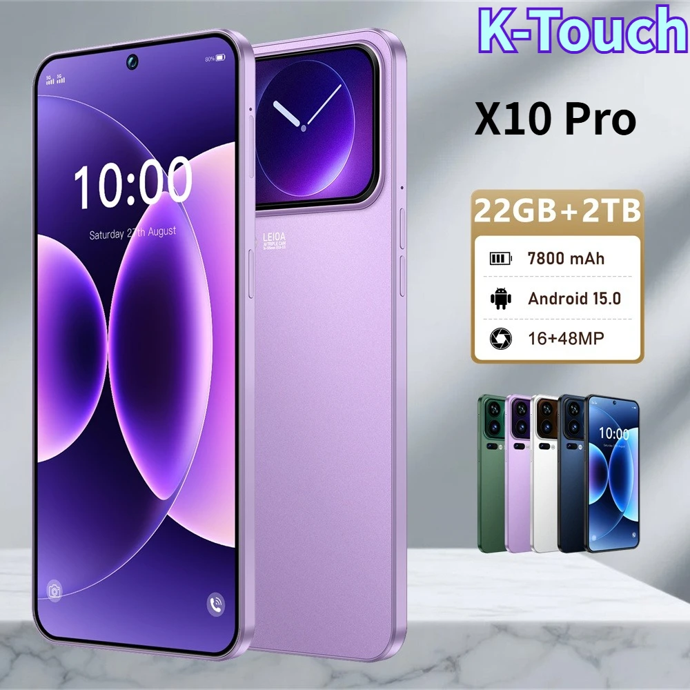 K-Touch X10 Pro Smartphone Android 15 Telefoni Cellulari 5G 7.3 HD 22GB 2TB 7800mAh Octa Core Sbloccato Dual SIM Fotocamera 48MP