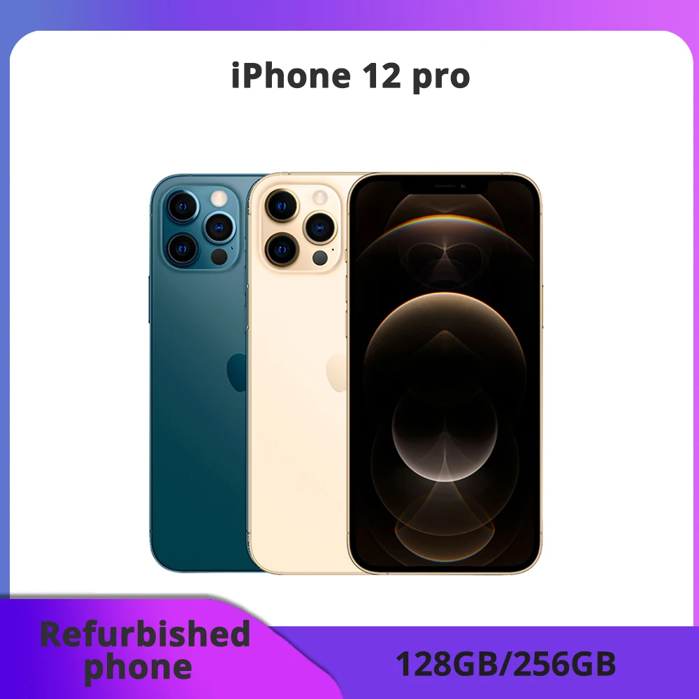 iPhone 12 Pro, Originale, 128GB ROM, 6,1 pollici, OLED, RAM, 6GB, A14, Bionic, iOS, riconoscimento facciale, NFC, sbloccato, 5G