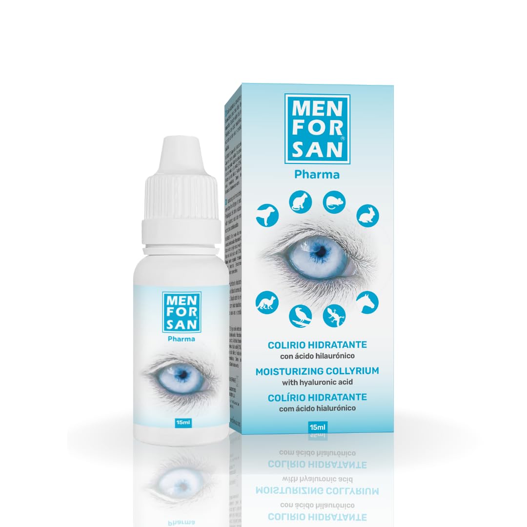 MENFORSAN Gocce oculari 15ml, per tutti gli animali domestici, con acido ialuronico, funzione idratante