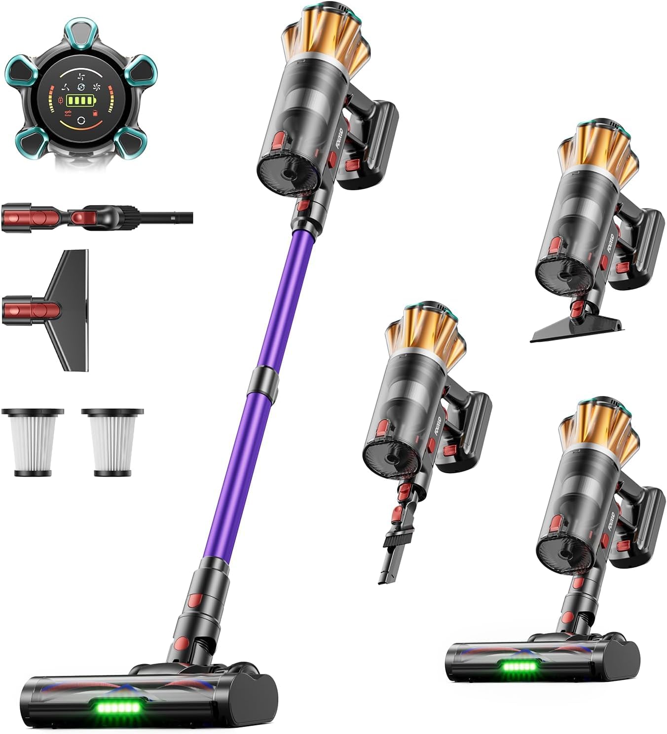FDUXUD Aspirapolvere Senza Fili 650W/55KPa/70min, 1.8 L, Modalità Uragano | Scopa Elettrica Senza Fili Anti-Groviglio Touch Screen LED,Autoportante ,Adatto Per Animali / Pavimenti…