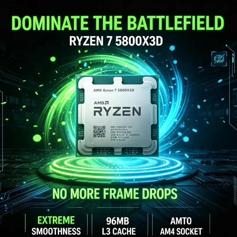 Processore Desktop AMD Ryzen Serie 5000 R7 5800X3D CPU da Gaming 3.4GHz 8C16T 96MB Cache 105W TDP 7nm Compatibile AM4