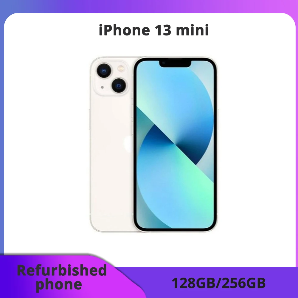 iPhone 13 Mini 5G ricondizionato, telefono cellulare con NFC, Face ID, 4GB di RAM, 128/256GB di ROM, schermo OLED da 5.4'', processore A15, in ottime condizioni.