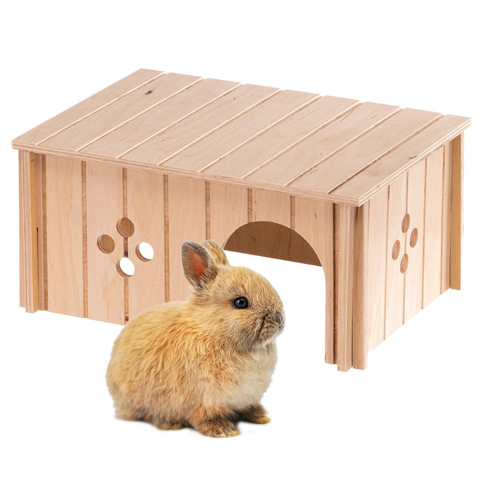 Ferplast Casetta per Conigli, Porcellini d'India e Criceti SIN 4646, Legno Certificato FSC®, Finestra Ventilazione, Montaggio Senza Attrezzi, 33 x 23,6 x h 16 cm, Taglia L