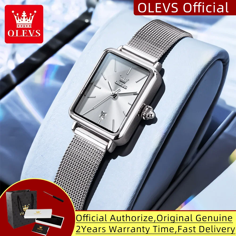 OLEVS 3692 Orologio da polso al quarzo Regali Moda Vintage Quadrato Ultra sottile Orologi da donna Orologi da donna impermeabili in acciaio inossidabile