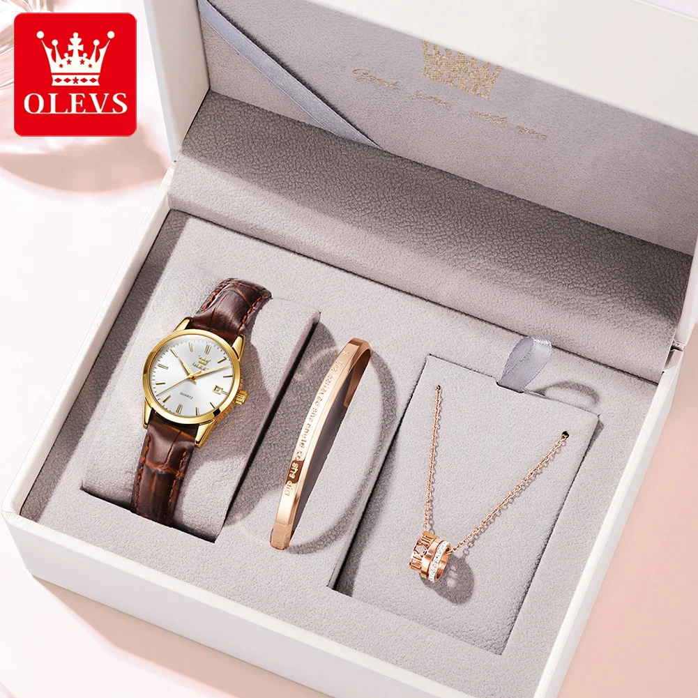 OLEVS Orologio 6898 Orologi da donna Orologio al quarzo elegante originale Cinturino in pelle luminosa impermeabile Data Orologio da donna con cinturino