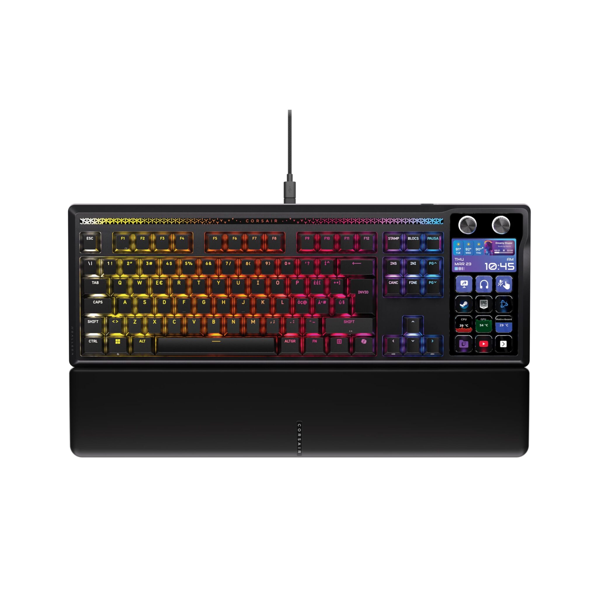 Corsair GALLEON 100 SD RGB Tastiera da Gioco Meccanica Cablata – QWERTY IT | Elgato Stream Deck Integrato, Interruttori MLX Pulse Thocky Lubrificati e Sostituibili a Caldo, FlashT…