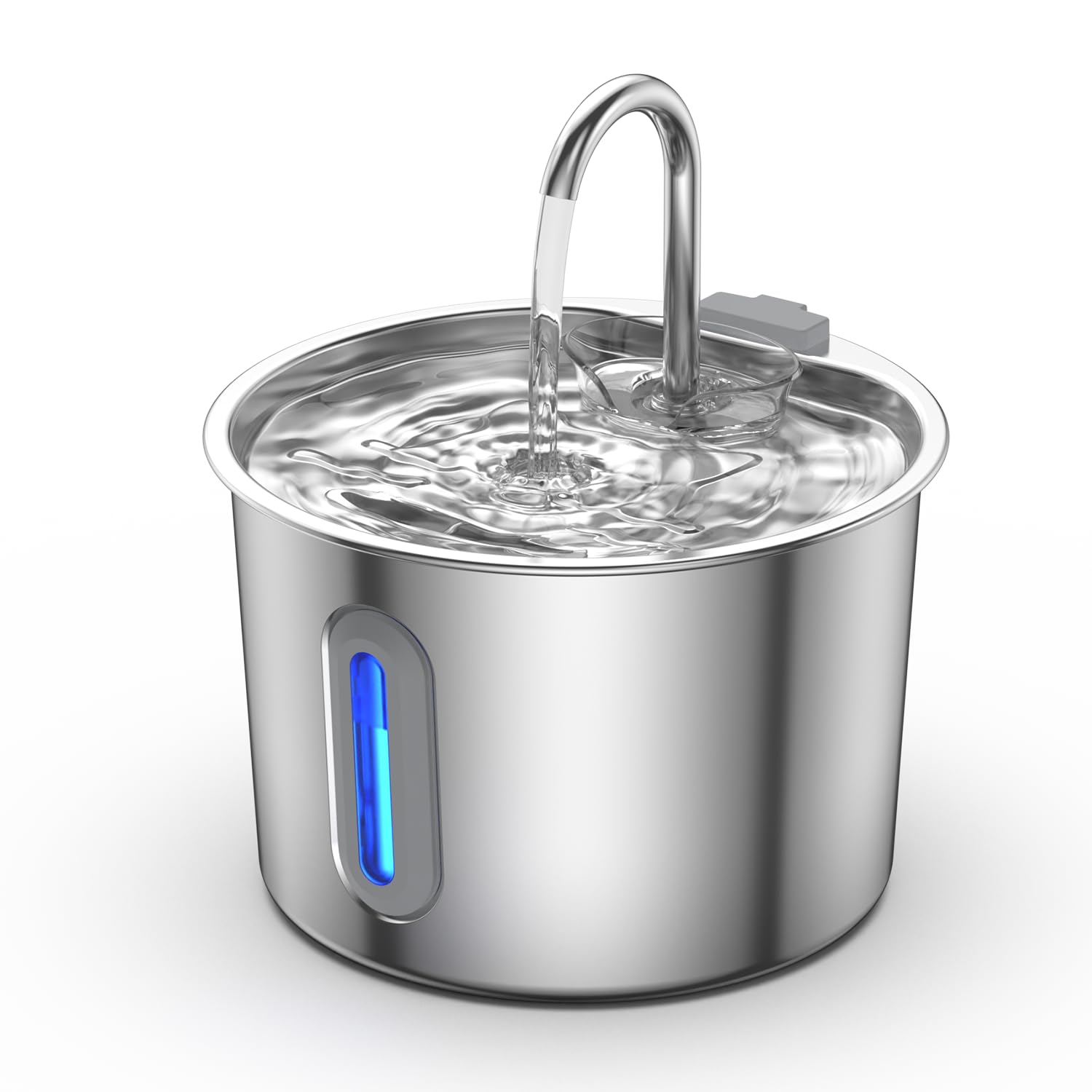 Zivacate Fontanella per Gatti Acciaio - 2,2 L Fontana per Gatti | con Pompa Ultra Silenziosa, Finestra LED, Sistema di Filtraggio Triplo, Fontanella Gatto con Cavo (con 3 Filtri &…