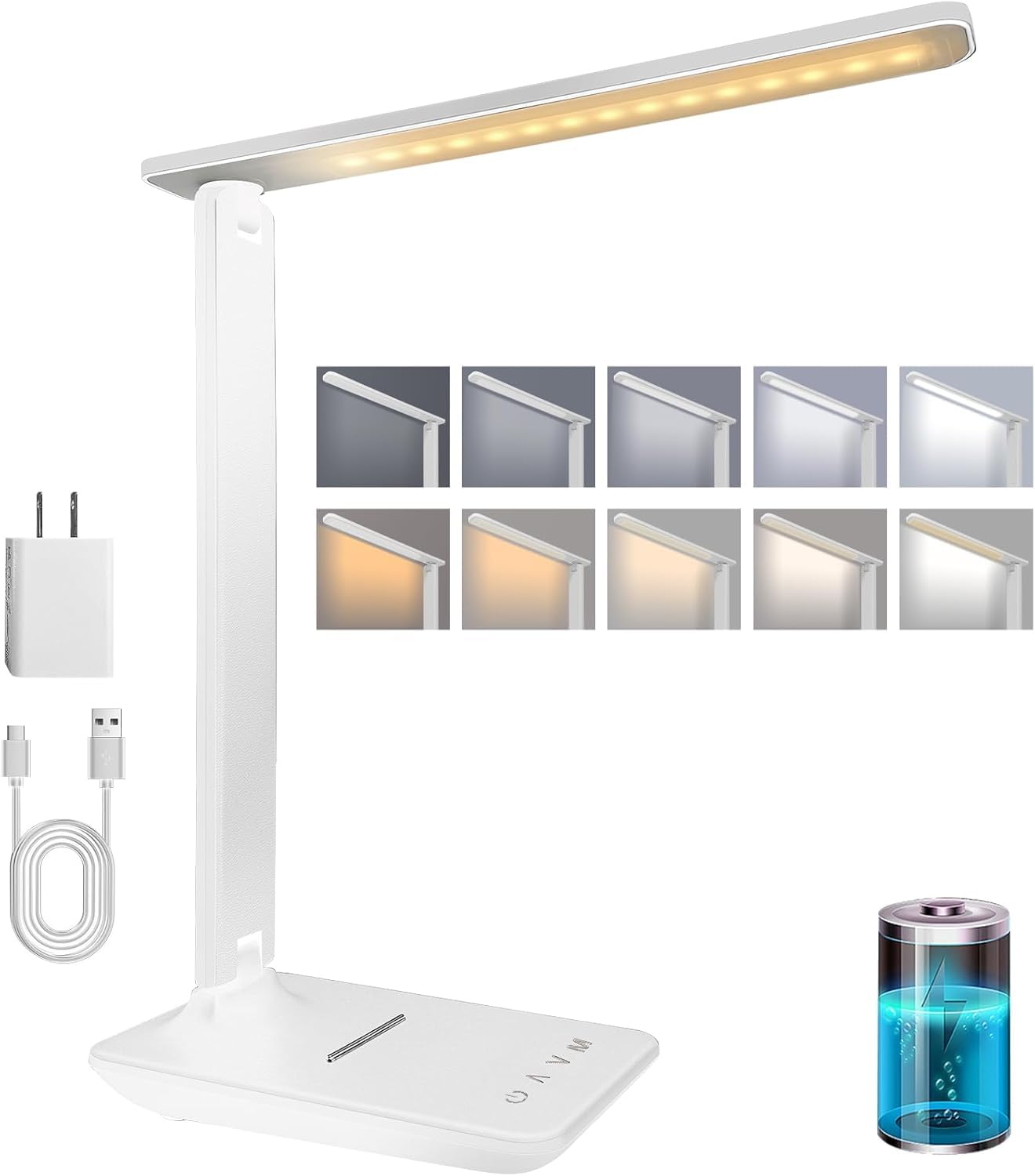 karidi Lampada da Scrivania Senza Fili Ricaricabile, Lampada da Tavolo con Batteria 4000mAh, LED Luce da Lettura Piegevole, 5 Modalità & 5 Luminosità, per Studio, Ufficio e Camera…