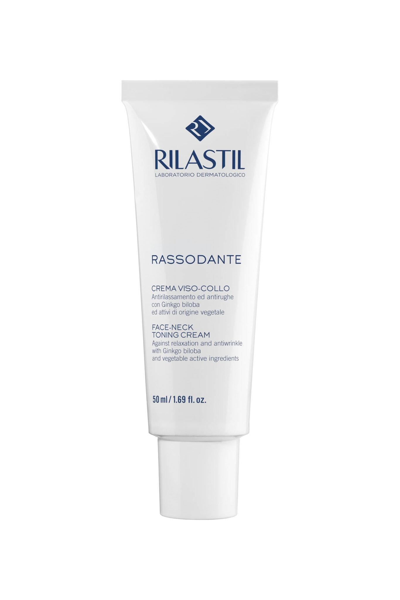 Rilastil Rassodante Crema Viso e Collo con Gingko Biloba, Rassodante e Antirughe, Adatto a Tutti i Tipi di Pelle, 50 ml