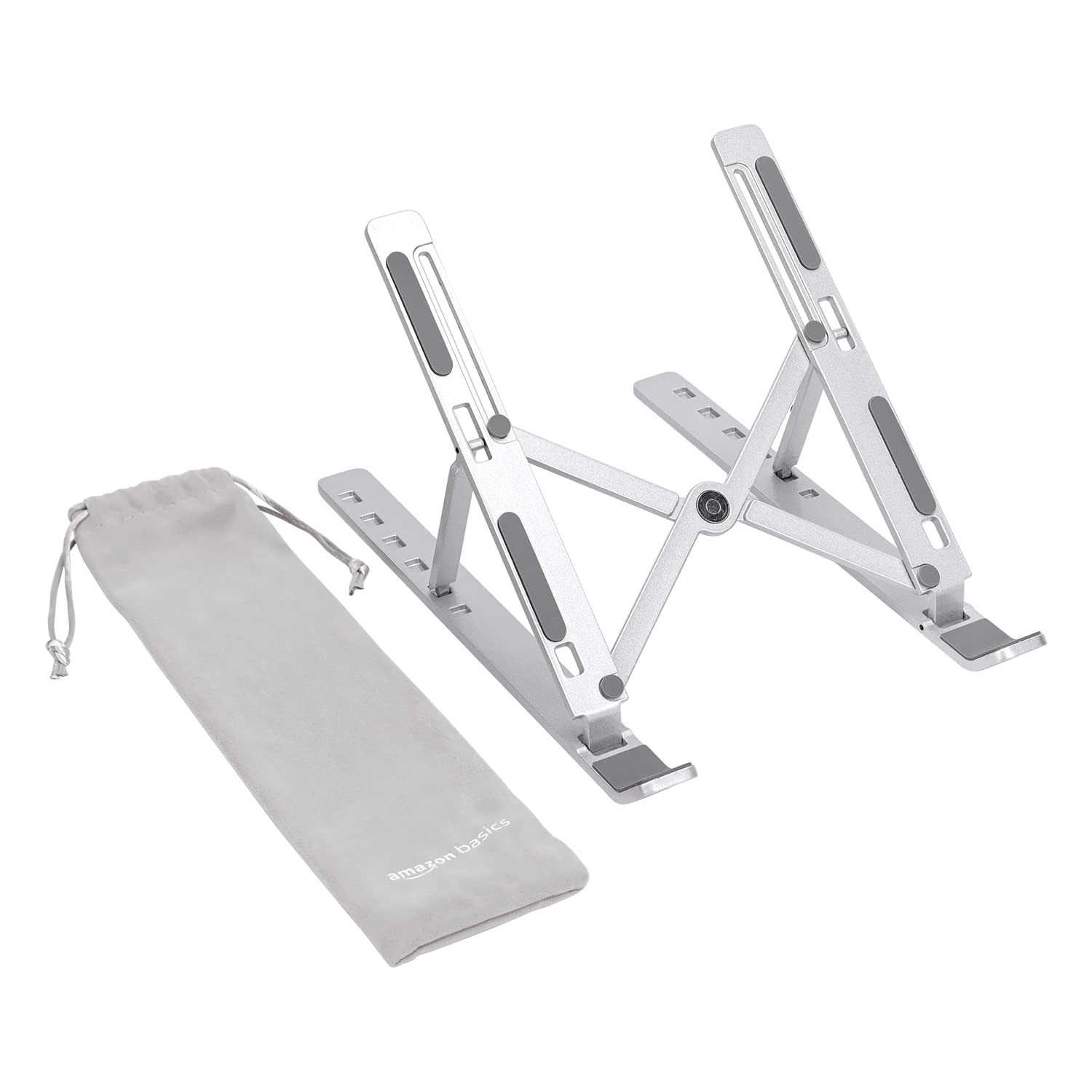 Amazon Basics Supporto Pieghevole per Laptop, Regolabile in 6 Angolazioni, Design Portatile Leggero, Consigliato per una Visione Ergonomica, Adatto a Laptop da 10" a 15.6" (25,4-3…