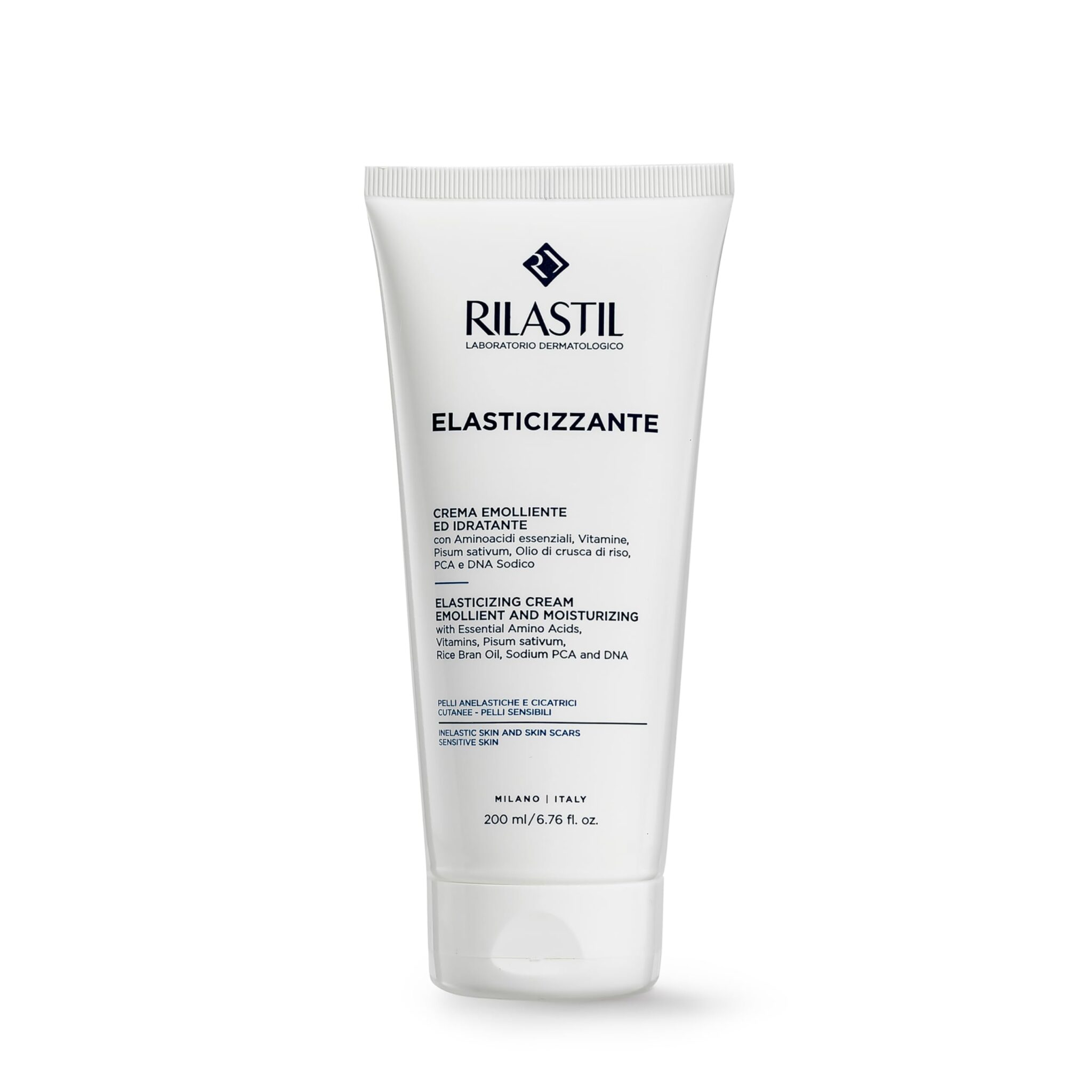 Rilastil Crema Viso e Corpo, Trattamento delle Cicatrici, Emolliente ed Idratante per Pelli Sensibili, 200ml
