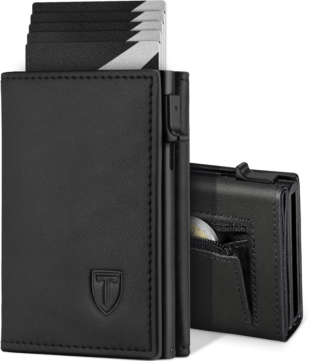 TEEHON Portafoglio Uomo, Slim Portacarte in Pelle con Protezione RFID | Slim Portafoglio Uomo, Porta Carte di Credito uomo Piccolo, Porta Tessere con Portamonete, Scomparti Bancon…