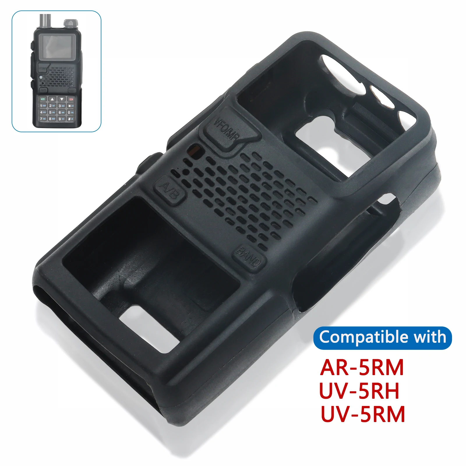 Custodia morbida in gomma per radio bidirezionale 5RH Custodia protettiva per walkie-talkie nera compatibile con Baofeng AR-5RM UV-5RM
