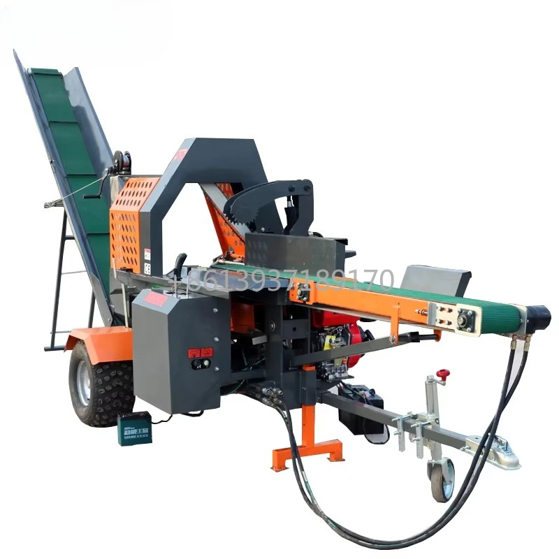 Processore automatico per legna 20T con taglierina per tronchi trasportatore e divisore Processore idraulico per legna da ardere per skid steer