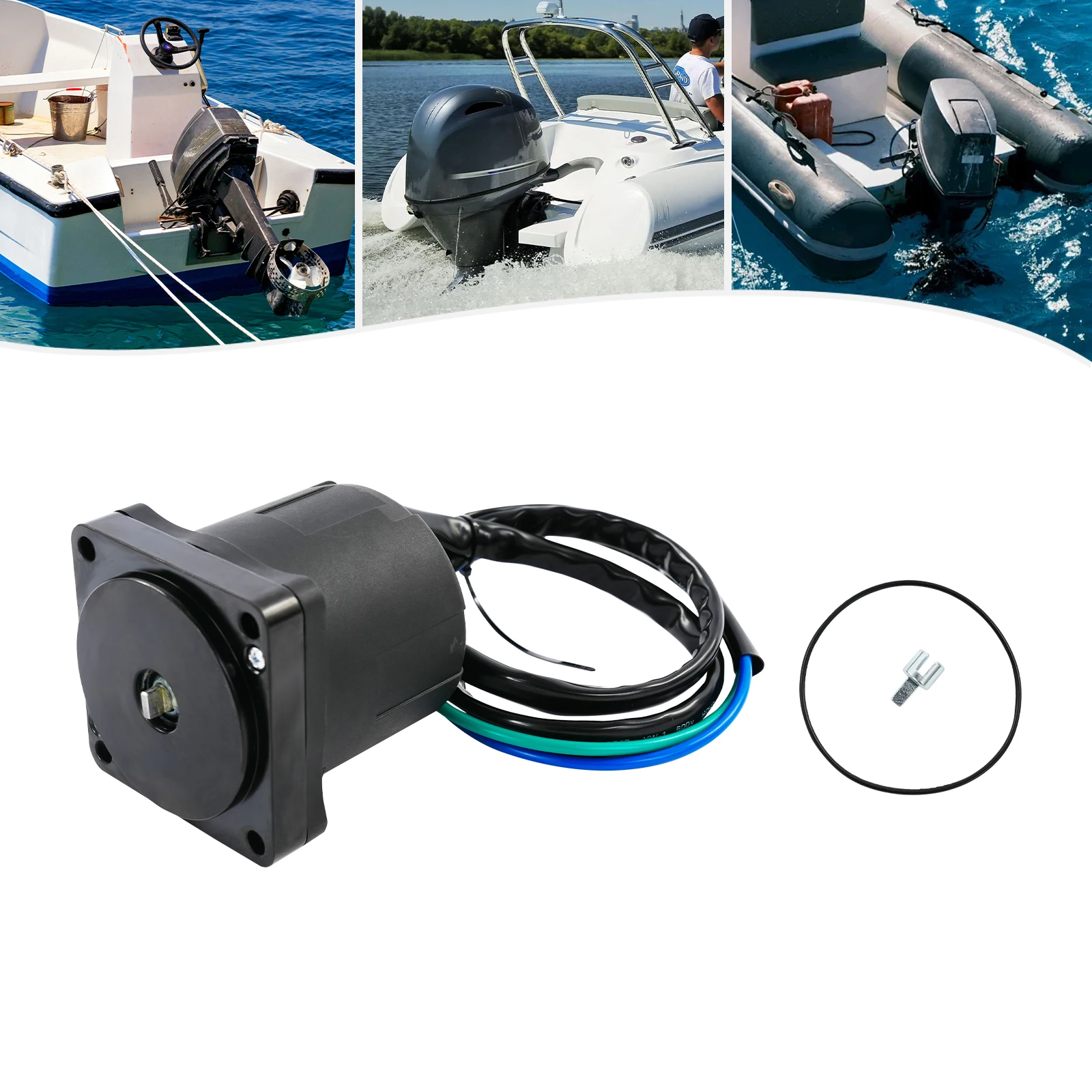 Motore Trim & Tilt 12V 250W in Rame Puro, 0.5N·m/4.4in-lb, per Motori Fuoribordo Yamaha 2 Tempi 150-300HP, Motore Trim di Ricambio con Connettore Piatto 67H