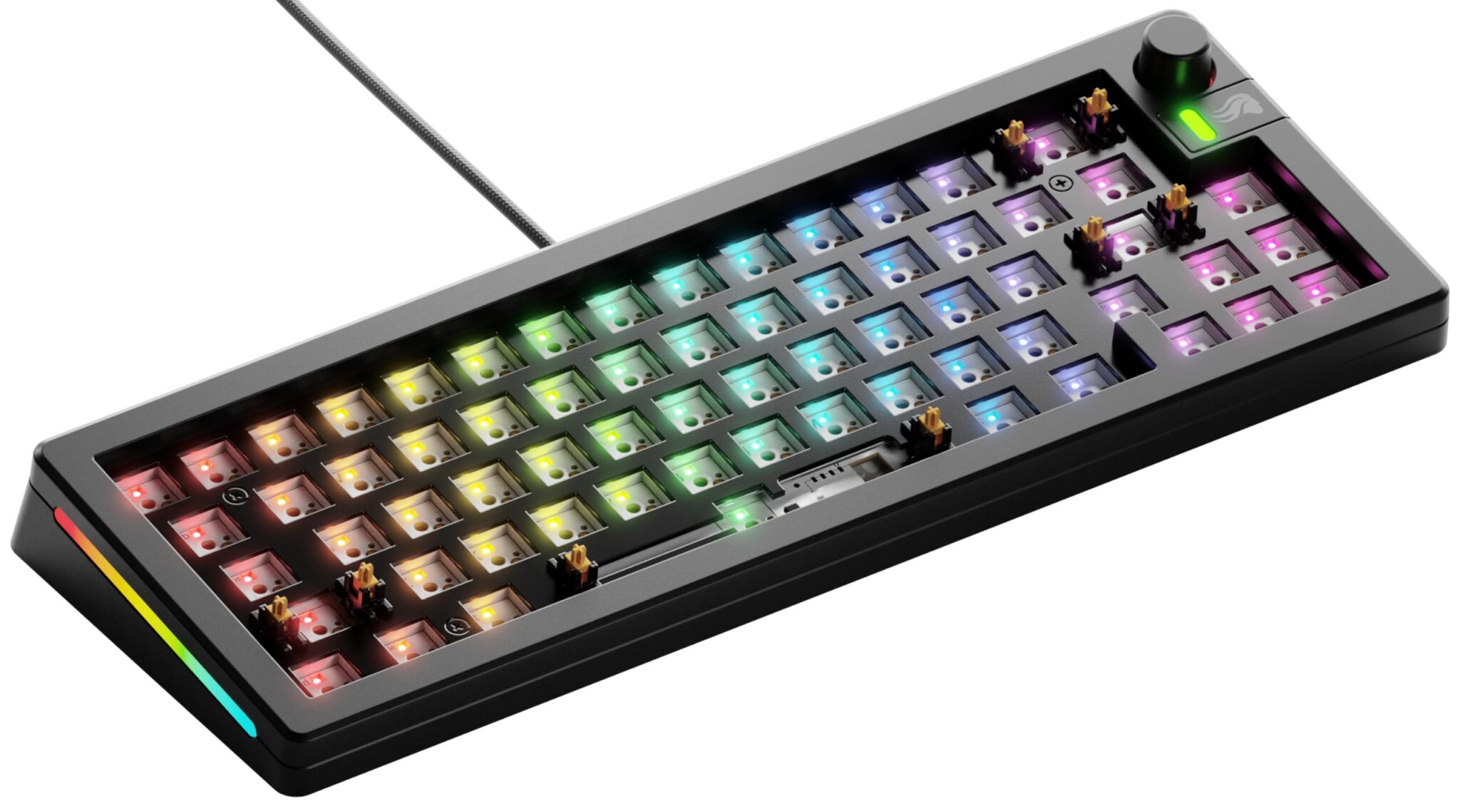 GLORIOUS GMMK 3 Compact 65% Barebones Kit Custom ANSI (Nero) | Frequenza Di Polling Altissima, Scocca Lavorata A Macchina CNC, Architettura Modulare Hotswap E Illuminazione Luce L…