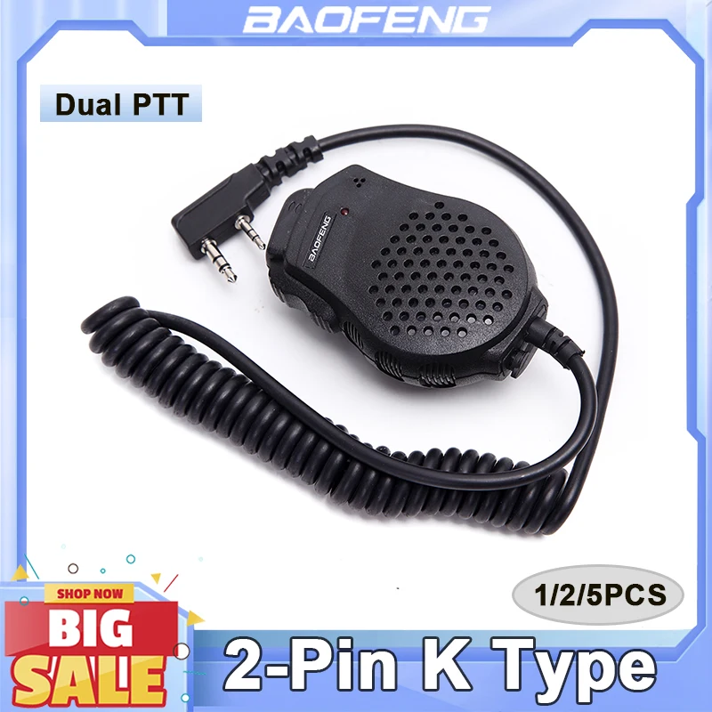 Originale Baofeng Microfono Retevis Walkie Talkie Doppio PTT Altoparlante Spalla Mic Tangent UV-82 Auricolare Per UV-21 Pro V2 Ham Radio
