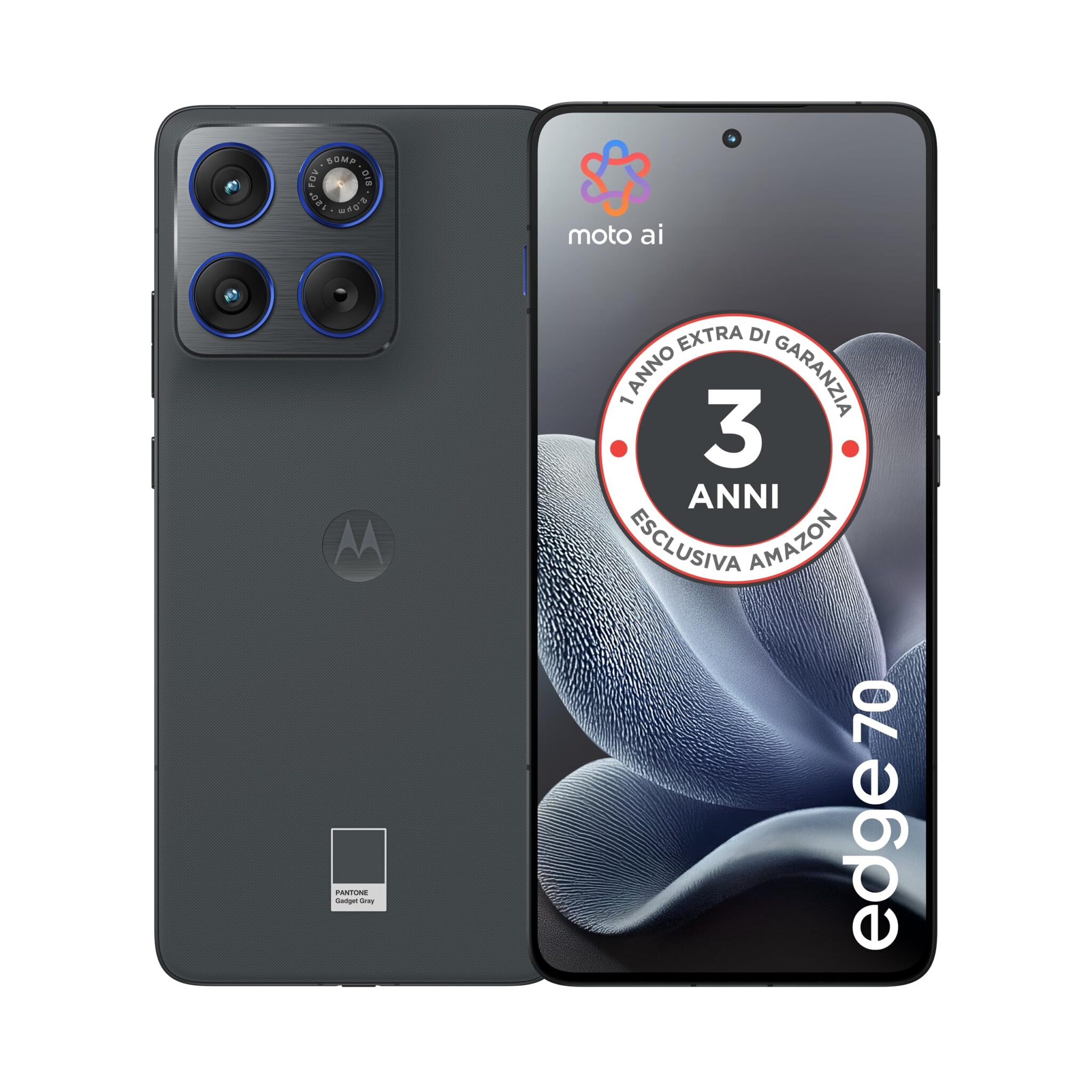 Motorola edge 70 con 3 anni di garanzia(8/256GB, Tripla 50MP, selfie 50MP, ultra sottile 5.99mm, 4800mAh Silicon-Carbon, Display 6.67" Super HD 120Hz, TurboPower 68W, Android 16)…