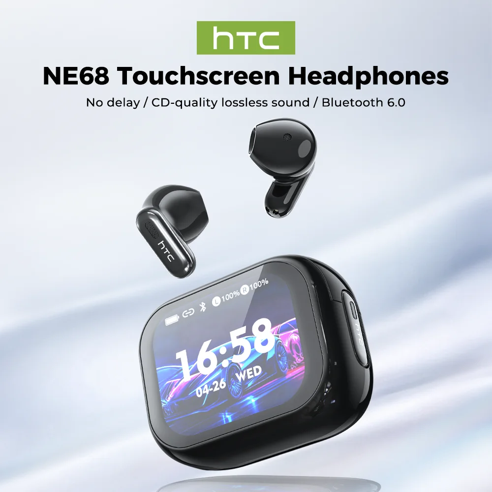 Cuffie Bluetooth Wireless HTC NE68 con Microfono, Traduttore AI, Audio HiFi TWS, Riduzione del Rumore, Compatibili con iOS, Android e PC